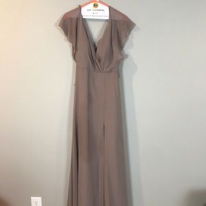 Jenny Yoo “Alanna” Pecan Chiffon Gown, Size 6